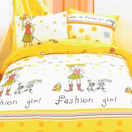 Blancho Bedding - [Fashion Girl(Serene City)] 100% Cotton 4PC Comforter Set (Twin Size)