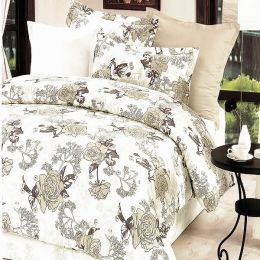 Blancho Bedding - [Ivory Rose] 100% Cotton 3PC Duvet Cover Set (Twin Size)(Comforter not included)