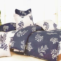 Blancho Bedding - [Purple Gray Flourish] 100% Cotton 4PC Duvet Cover Set (King Size)(Comforter not included)