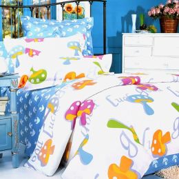 Blancho Bedding - [Colorful Mushroom] 100% Cotton 4PC Comforter Set (Twin Size)