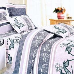 Blancho Bedding - [Purple Deer Totem] 100% Cotton 4PC Comforter Set (Twin Size)