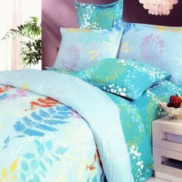 Blancho Bedding - [Turquoise Spring] 100% Cotton 4PC Comforter Set (Twin Size)