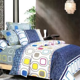 Blancho Bedding - [Navy Design] 100% Cotton 4PC Comforter Set (Twin Size)