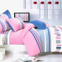Blancho Bedding - [Pink Abstract] 100% Cotton 4PC Comforter Set (Twin Size)