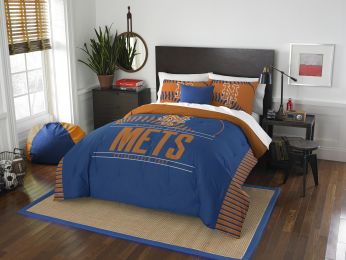 Mets OFFICIAL Major League Baseball, Bedding, "Grand Slam" Full/Queen Printed Comforter (86"x 86") & 2 Shams (24"x 30") Set by The Northwest Company