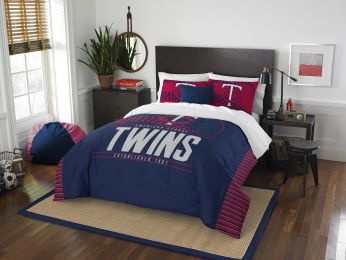 Twins OFFICIAL Major League Baseball, Bedding, "Grand Slam" Full/Queen Printed Comforter (86"x 86") & 2 Shams (24"x 30") Set by The Northwest Company