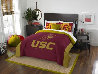 USC OFFICIAL Collegiate "Modern Take" Full/Queen Comforter & Sham Set