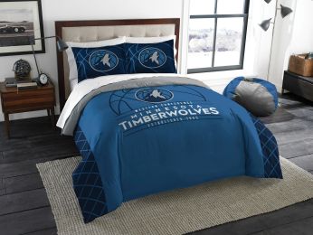 Timberwolves OFFICIAL National Basketball Association, Bedding, "Reverse Slam" Full/Queen Printed Comforter (86"x 86") & 2 Shams (24"x 30") Set by The