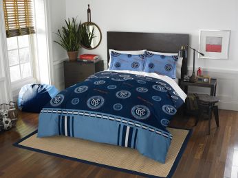 NYC Football Club OFFICIAL MLS "Track" Full/Queen Comforter & Sham Set