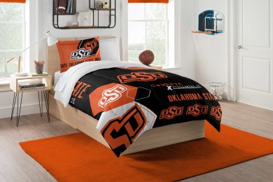 Oklahoma State OFFICIAL Collegiate "Hexagon" Twin Comforter & Sham Set
