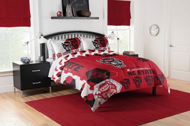 NC State OFFICIAL Collegiate "Hexagon" Full/Queen Comforter & Shams Set