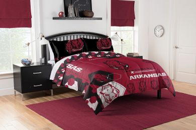 Arkansas OFFICIAL Collegiate "Hexagon" Full/Queen Comforter & Shams Set