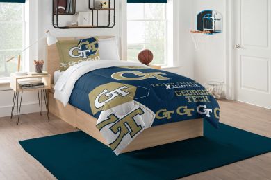 Georgia Tech OFFICIAL Collegiate "Hexagon" Twin Comforter & Sham Set