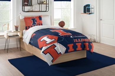 Illinois OFFICIAL Collegiate "Hexagon" Twin Comforter & Sham Set