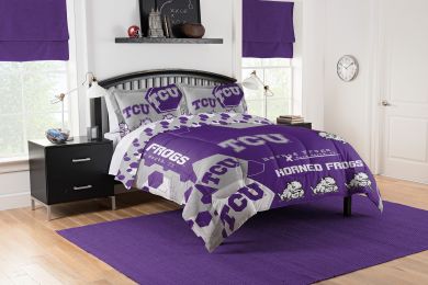 TCU OFFICIAL Collegiate "Hexagon" Full/Queen Comforter & Shams Set