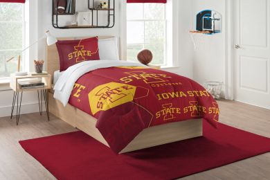 Iowa State Collegiate NCAA "Hexagon" Twin Comforter & Sham Set