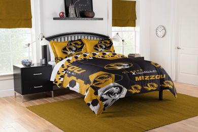 Missouri OFFICIAL Collegiate "Hexagon" Full/Queen Comforter & Shams Set