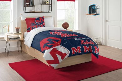 Mississippi OFFICIAL Collegiate "Hexagon" Twin Comforter & Sham Set