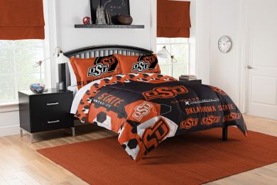 Oklahoma State OFFICIAL Collegiate "Hexagon" Full/Queen Comforter & Shams Set
