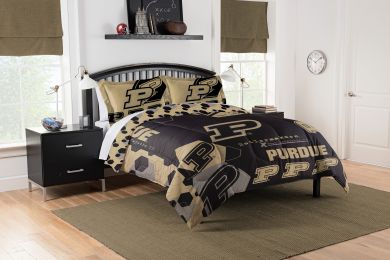 Purdue OFFICIAL Collegiate "Hexagon" Full/Queen Comforter & Shams Set