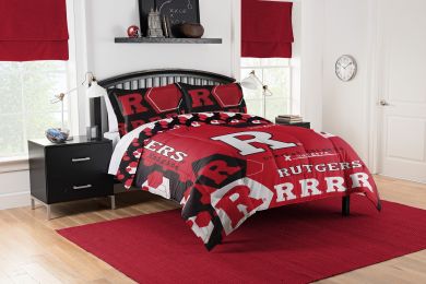 Rutgers OFFICIAL Collegiate "Hexagon" Full/Queen Comforter & Shams Set