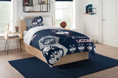 UConn OFFICIAL Collegiate "Hexagon" Twin Comforter & Sham Set