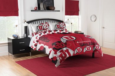 Utah OFFICIAL Collegiate "Hexagon" Full/Queen Comforter & Shams Set
