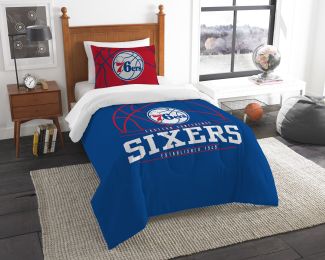 76ers OFFICIAL National Basketball Association, Bedding, "Reverse Slam" Printed Twin Comforter (64"x 86") & 1 Sham (24"x 30") Set by The Northwest Com