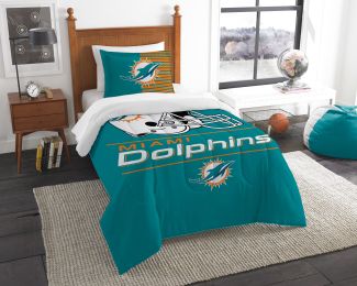 Dolphins OFFICIAL National Football League, Bedding, "Draft" Printed Twin Comforter (64"x 86") & 1 Sham (24"x 30") Set by The Northwest Company