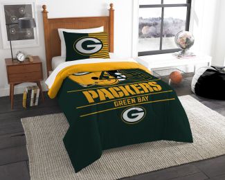 Packers OFFICIAL National Football League, Bedding, "Draft" Printed Twin Comforter (64"x 86") & 1 Sham (24"x 30") Set by The Northwest Company