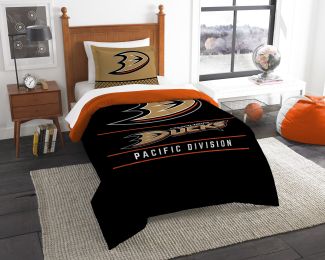 Ducks OFFICIAL National Hockey League, Bedding, "Draft" Twin Printed Comforter (64"x 86") & 1 Sham (24"x 30") Set by The Northwest Company