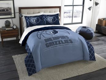 Grizzlies OFFICIAL National Basketball Association, Bedding, "Reverse Slam" Full/Queen Printed Comforter (86"x 86") & 2 Shams (24"x 30") Set by The No