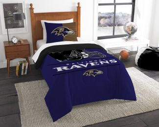 Ravens OFFICIAL National Football League, Bedding, "Draft" Printed Twin Comforter (64"x 86") & 1 Sham (24"x 30") Set by The Northwest Company