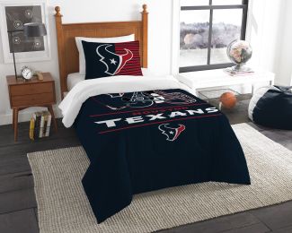 Texans OFFICIAL National Football League, Bedding, "Draft" Printed Twin Comforter (64"x 86") & 1 Sham (24"x 30") Set by The Northwest Company