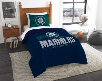 Mariners OFFICIAL Major League Baseball, Bedding, Printed Twin Comforter (64"x 86") & 1 Sham (24"x 30") Set by The Northwest Company