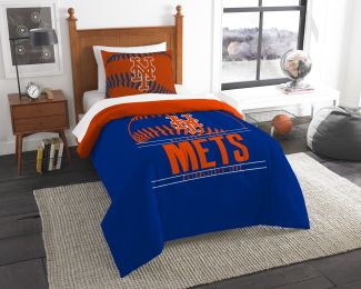 Mets OFFICIAL Major League Baseball, Bedding, Printed Twin Comforter (64"x 86") & 1 Sham (24"x 30") Set by The Northwest Company
