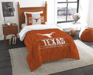 Texas OFFICIAL Collegiate "Modern Take" Twin Comforter & Sham Set