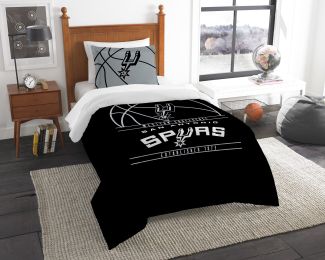 Spurs OFFICIAL National Basketball Association, Bedding, "Reverse Slam" Printed Twin Comforter (64"x 86") & 1 Sham (24"x 30") Set by The Northwest Com