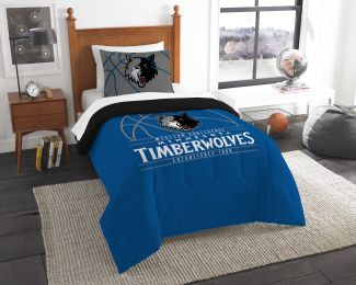 Timberwolves OFFICIAL National Basketball Association, Bedding, "Reverse Slam" Printed Twin Comforter (64"x 86") & 1 Sham (24"x 30") Set by The Northw