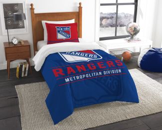 NY Rangers OFFICIAL National Hockey League, Bedding, "Draft" Twin Printed Comforter (64"x 86") & 1 Sham (24"x 30") Set by The Northwest Company