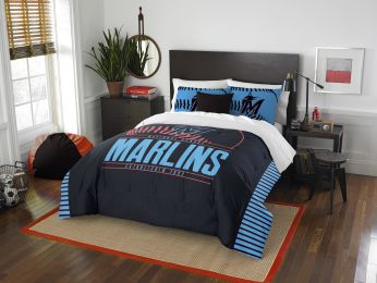 Marlins OFFICIAL Major League Baseball, Bedding, "Grand Slam" Full/Queen Printed Comforter (86"x 86") & 2 Shams (24"x 30") Set by The Northwest Compan