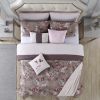 DunaWest Andria 10 Piece Queen Size Comforter and Coverlet Set , Brown and Pink