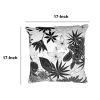 DunaWest 17 x 17 Inch Decorative Square Cotton Accent Throw Pillow with Classic Floral Print, Black and White