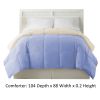 DunaWest Genoa King Size Box Quilted Reversible Comforter , Blue and Cream