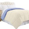 DunaWest Genoa King Size Box Quilted Reversible Comforter , Blue and Cream