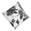 DunaWest 17 x 17 Inch Decorative Square Cotton Accent Throw Pillow with Classic Floral Print, Black and White